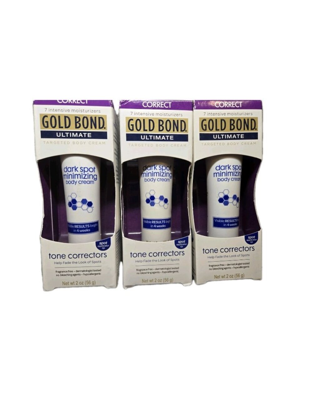 3 Pack Gold Bond Ultimate Dark Spot Minimizing Body Cream Tone Corrector 2oz Ea
